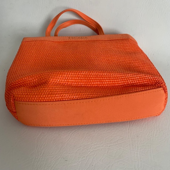 Escada Tropical Punch Orange Woven Small Handbag Mini Tote - Picture 4 of 12
